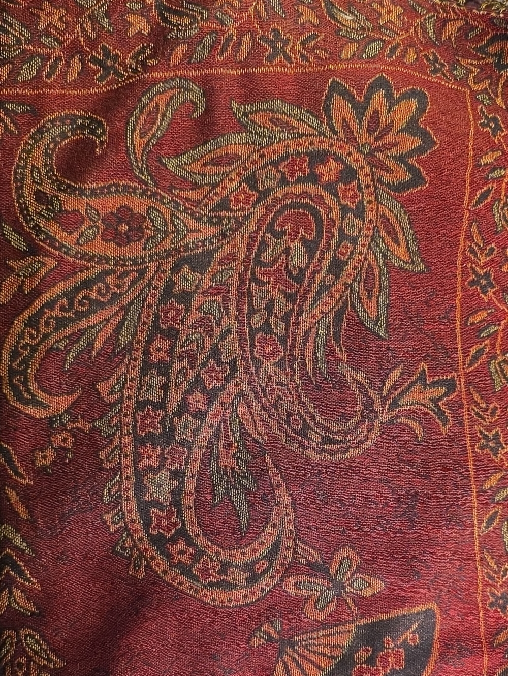 Womens Red Paisley Shawl-Style Poncho